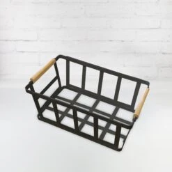 Black Medium Storage Basket With Wooden Handle -Pretty Little Designs 06 03PrettyLittleDesigns 0528copy2 1