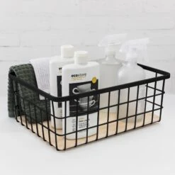 Fabulously Black Wired Metal Basket With Wooden Base 17 Fabulously Black Wired Metal Basket With Wooden Base -Pretty Little Designs 11 05PrettyLittleDesigns 035New