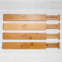 Expandable Bamboo Drawer Organiser - Set Of 4