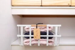 White Large Storage Basket With Wooden Handle 15 White Large Storage Basket With Wooden Handle -Pretty Little Designs 12 11 PrettyLittleDesigns 062