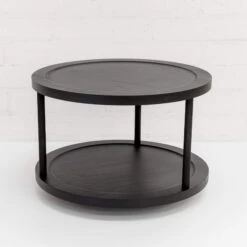 2 Tier Black Bamboo Lazy Susan