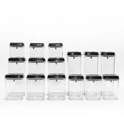 15 Pack - Black Push Top Pantry Container Set & Labels (or Without) 15 15 Pack - Black Push Top Pantry Container Set & Labels (or Without) -Pretty Little Designs 3S9A2115