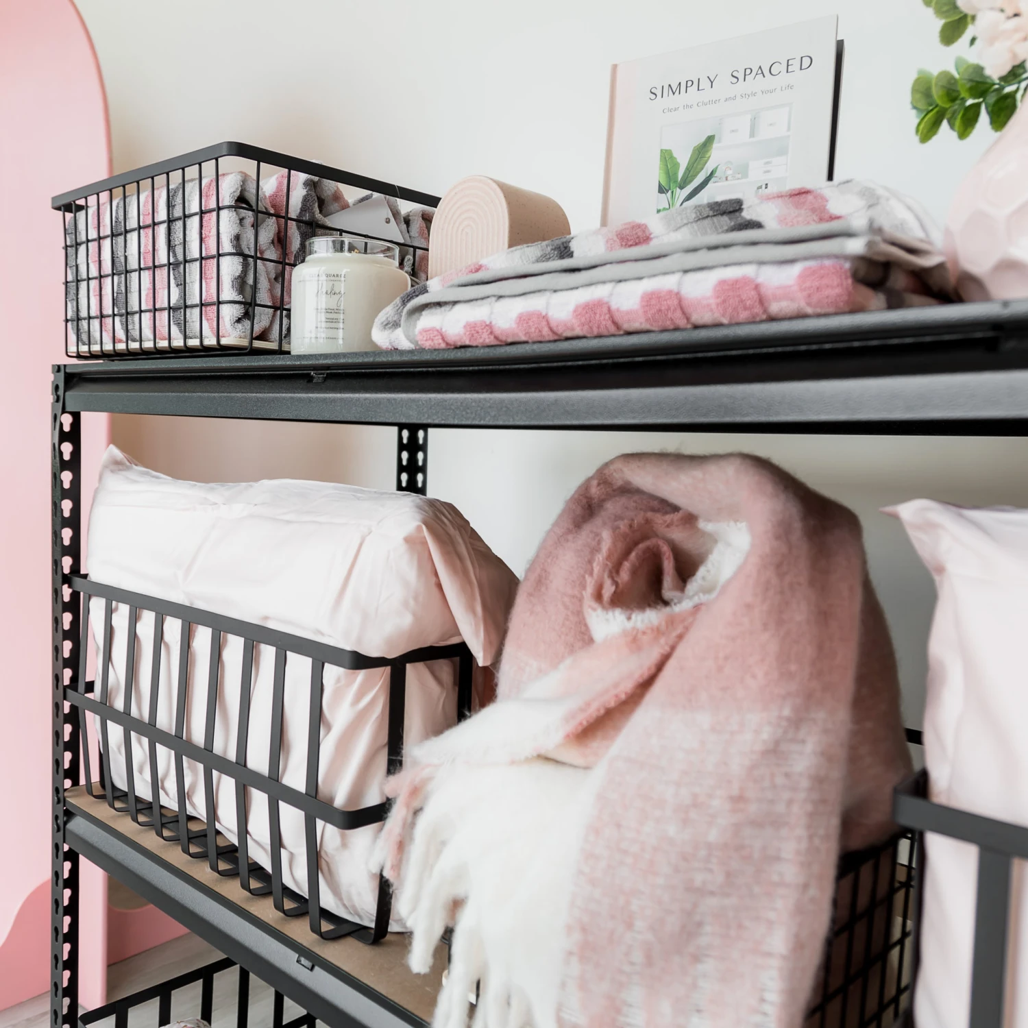 Fabulously Black Wired Metal Basket With Wooden Base 6 Fabulously Black Wired Metal Basket With Wooden Base - Image 4