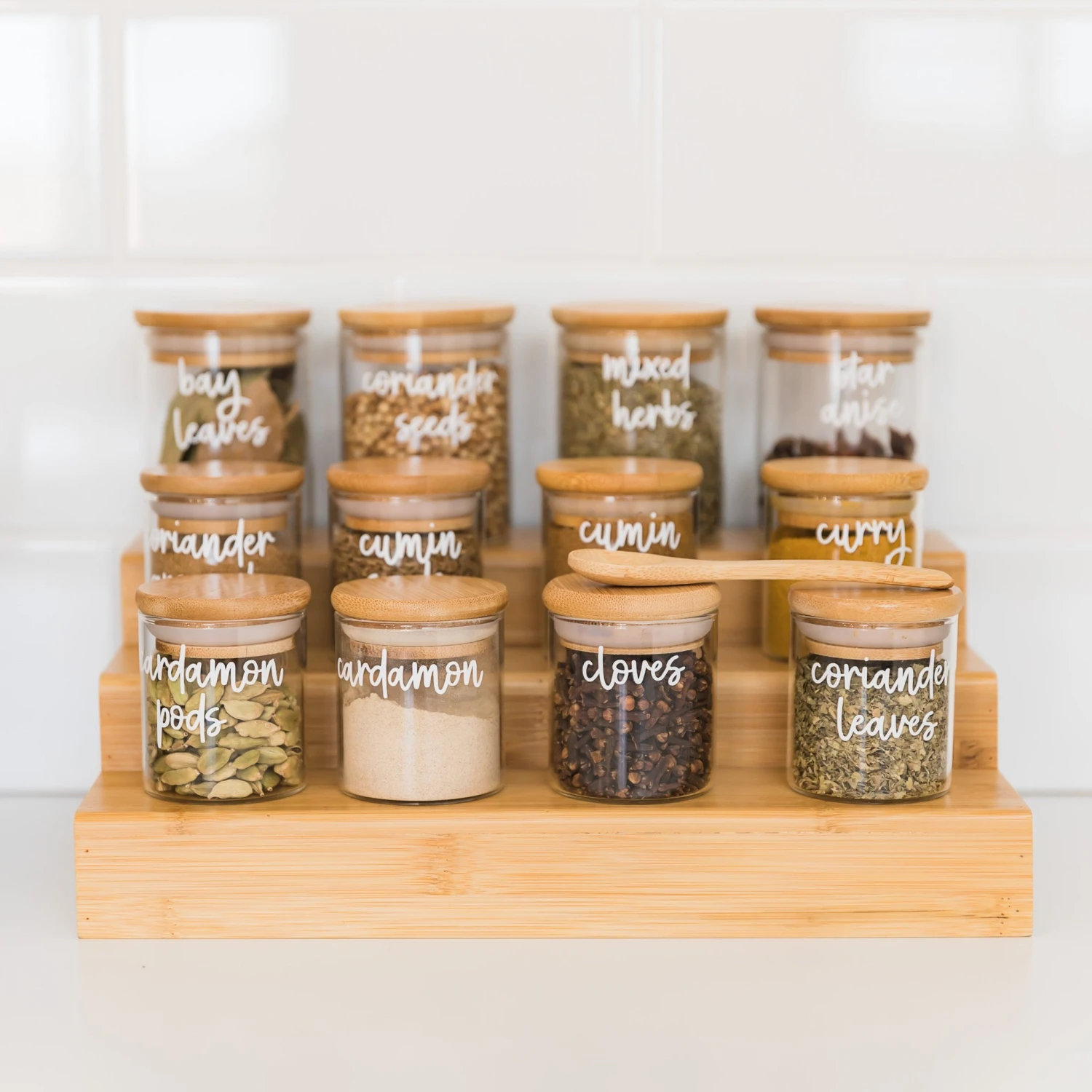 Bamboo 3 Tier Spice Rack Shelf Organiser 11 Bamboo 3 Tier Spice Rack Shelf Organiser - Image 9