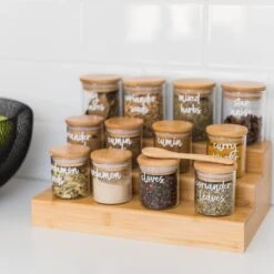 Bamboo 3 Tier Spice Rack Shelf Organiser 19 Bamboo 3 Tier Spice Rack Shelf Organiser -Pretty Little Designs 3S9A6385