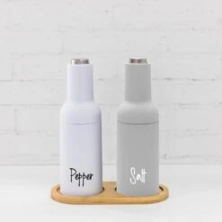 Salt & Pepper Grinder Bundle -Pretty Little Designs Gravity grinders white grey salt pepper