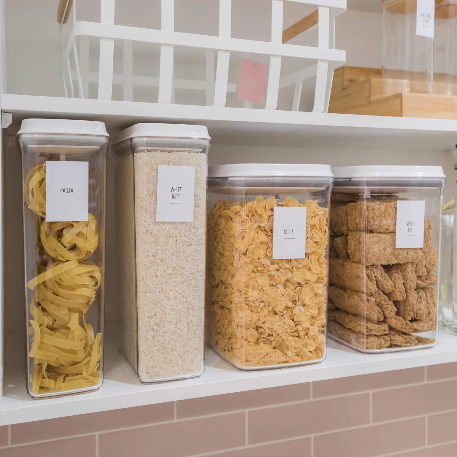 30 Pack - White Push Top Pantry Container Set & Labels (or Without) 3 30 Pack - White Push Top Pantry Container Set & Labels (or Without)