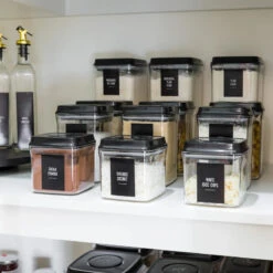 25 Pack - Black Push Top Pantry Container Set & Labels (or Without) 13 25 Pack - Black Push Top Pantry Container Set & Labels (or Without) -Pretty Little Designs Modern Black 2