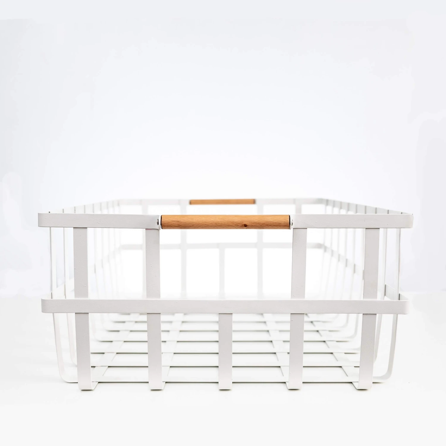 White Large Storage Basket With Wooden Handle 10 White Large Storage Basket With Wooden Handle - Image 8
