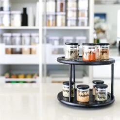 2 Tier Black Bamboo Lazy Susan 10 2 Tier Black Bamboo Lazy Susan -Pretty Little Designs PrettyLittleDesigns 8126 web