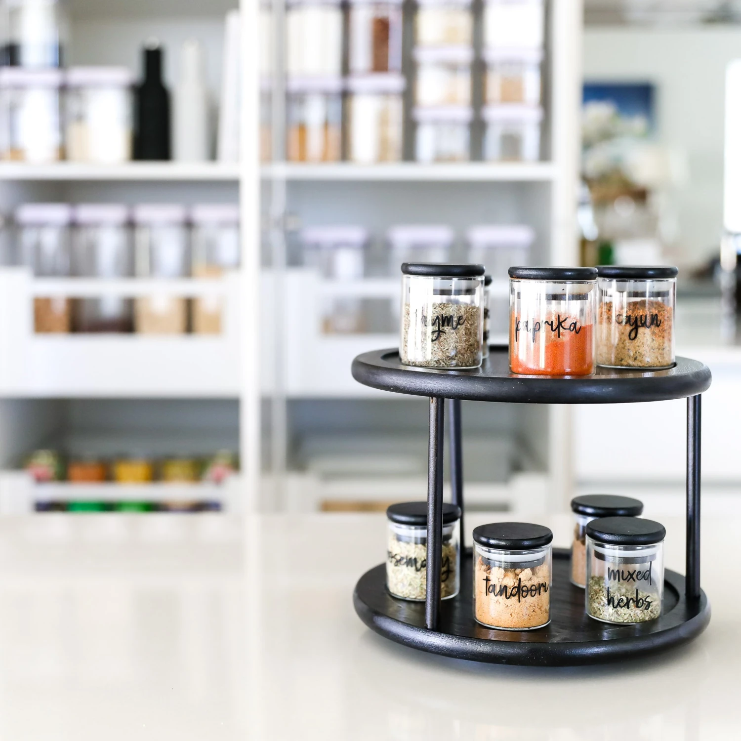 2 Tier Black Bamboo Lazy Susan 6 2 Tier Black Bamboo Lazy Susan - Image 4