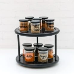 2 Tier Black Bamboo Lazy Susan 9 2 Tier Black Bamboo Lazy Susan -Pretty Little Designs PrettyLittleDesigns 8270 web