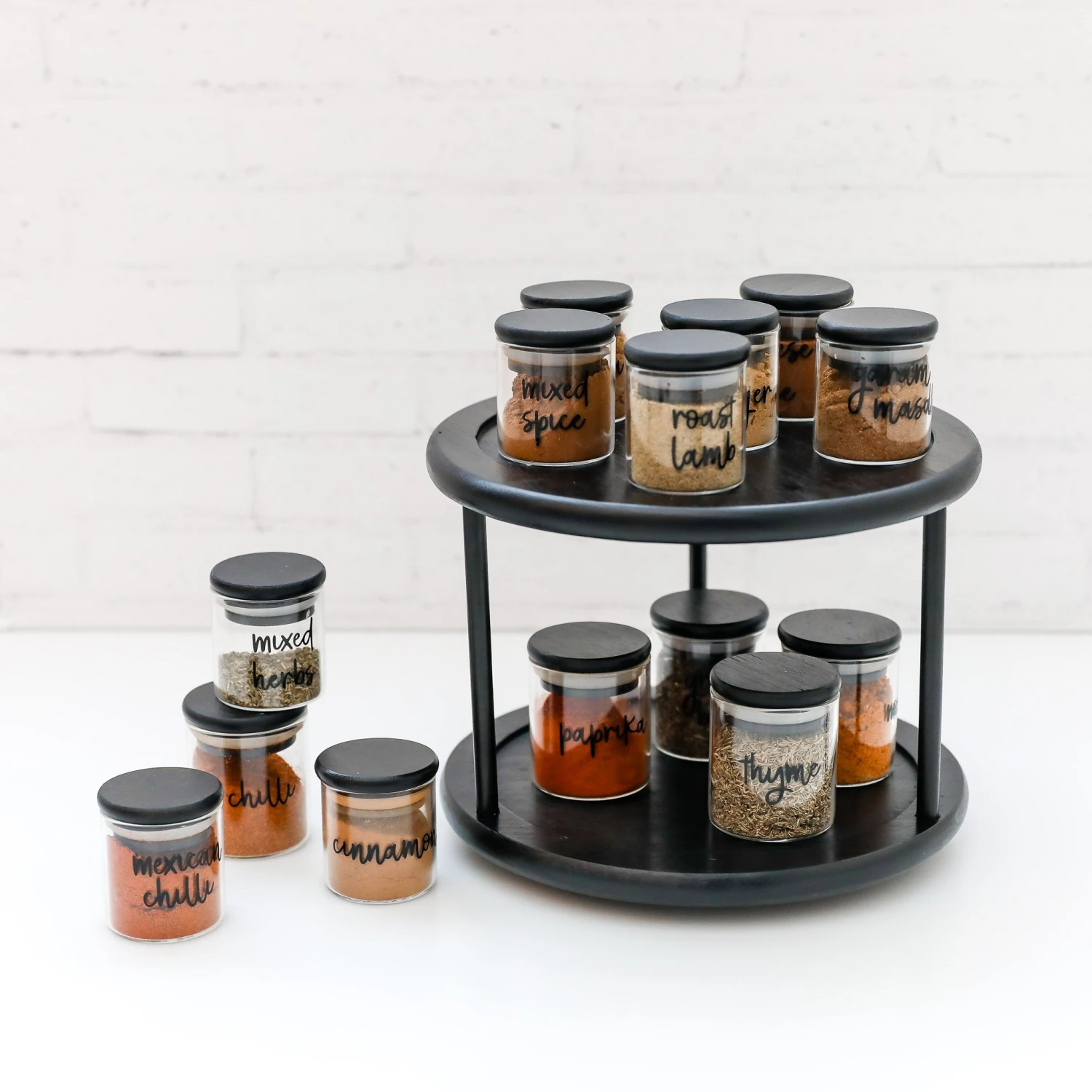 2 Tier Black Bamboo Lazy Susan 4 2 Tier Black Bamboo Lazy Susan - Image 2