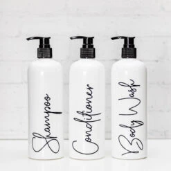 Tulip Bathroom Bottles, Pump & Label - Perfect For Shampoo, Conditioner Etc