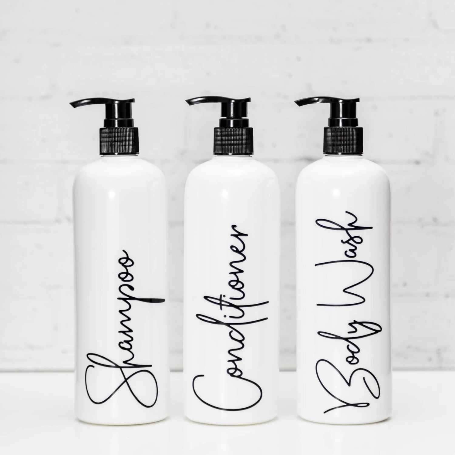 Tulip Bathroom Bottles, Pump & Label - Perfect For Shampoo, Conditioner Etc 3 Tulip Bathroom Bottles, Pump & Label - Perfect For Shampoo, Conditioner Etc