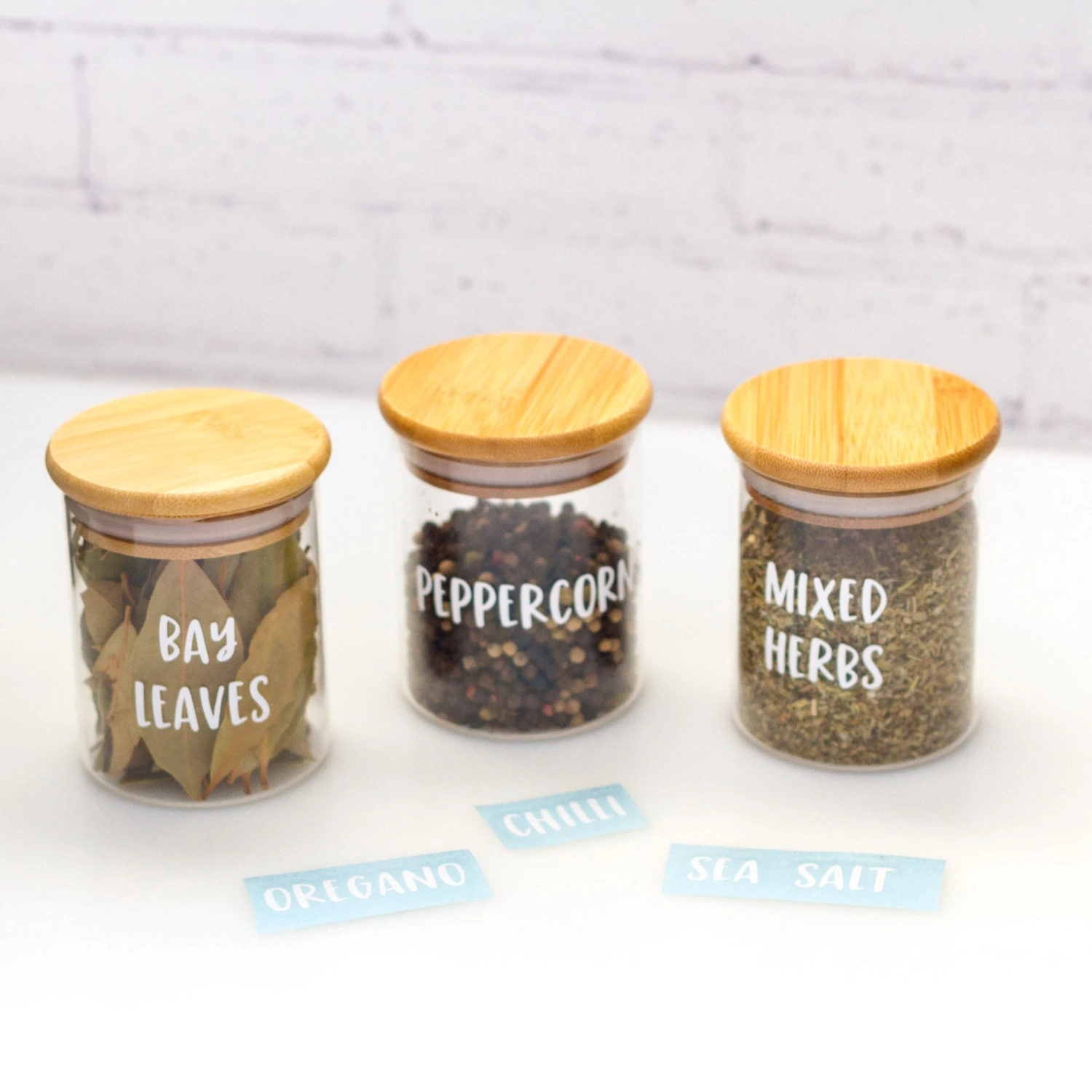 Bamboo & Glass Spice Jars & Labels | 24 Pcs Set 6 Bamboo & Glass Spice Jars & Labels | 24 Pcs Set - Image 4