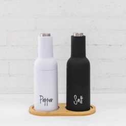 Gravity Salt And Pepper Grinders -Pretty Little Designs gravity operated grinder