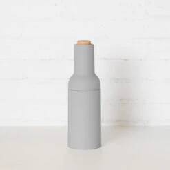 Gravity Salt And Pepper Grinders -Pretty Little Designs grey stylish wooden gravity grinders