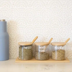 Bamboo Glass Jar | 3Pcs Set