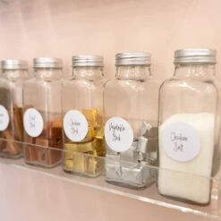 Square Glass Shaker Spice Jars | 12Pcs & 24Pcs Sets 12 Square Glass Shaker Spice Jars | 12Pcs & 24Pcs Sets -Pretty Little Designs square glass spice jar herb storage