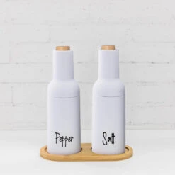 Salt & Pepper Grinder Bundle -Pretty Little Designs stylish white salt pepper mills