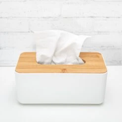 Tissue Box With Bamboo Lid