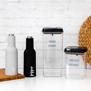 15 Pack - Black Push Top Pantry Container Set & Labels (or Without) 10 15 Pack - Black Push Top Pantry Container Set & Labels (or Without) - Image 8