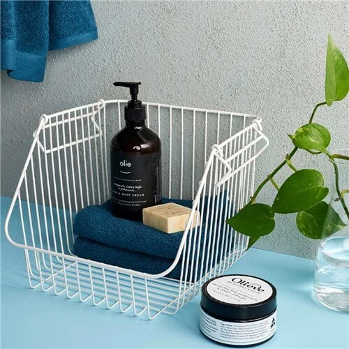 Wire Stacking Basket - White 3 Wire Stacking Basket - White